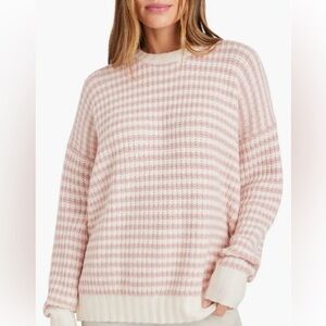 nwt Splendid Robyn Stripe Oversized Cozy Shaker Stitch Sweater Pink Ivory Medium